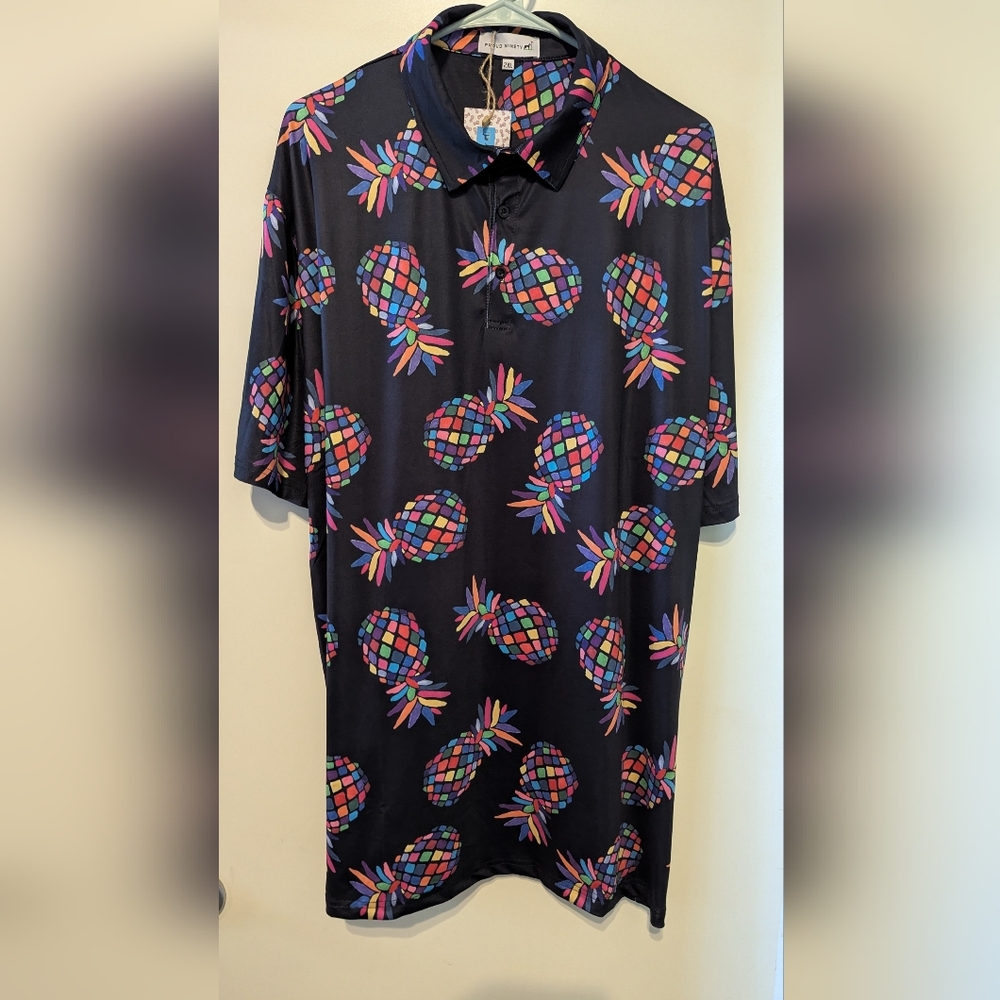 Men's Golf Shirt Polo Pickleball Sz 2XL Moisture Wicking UPF 30 Proud 90 NWT